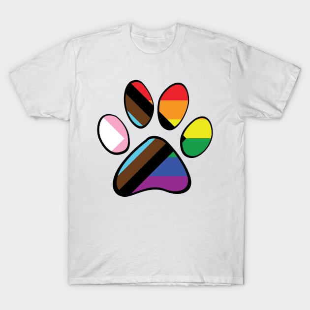 Progress Pride Paw T-Shirt by HyperOtterDesigns